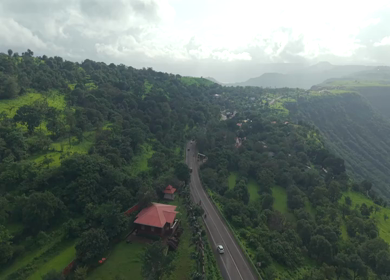 Aerial View of Ajinkyatara Fort and Lush Green Hills Satara Maharashtra India
