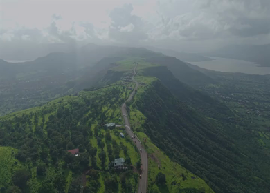 Aerial View of Ajinkyatara Fort and Lush Green Hills Satara Maharashtra India