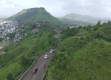 Aerial View of Ajinkyatara Fort and Lush Green Hills Satara Maharashtra India
