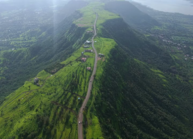 Aerial View of Ajinkyatara Fort and Lush Green Hills Satara Maharashtra India