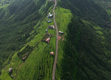 Aerial View of Ajinkyatara Fort and Lush Green Hills Satara Maharashtra India