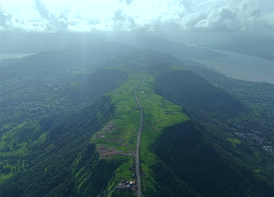 Aerial View of Ajinkyatara Fort and Lush Green Hills Satara Maharashtra India