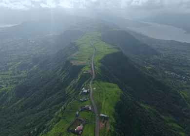Aerial View of Ajinkyatara Fort and Lush Green Hills Satara Maharashtra India