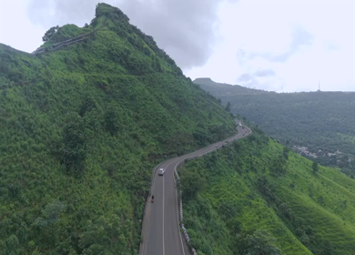 Aerial View of Ajinkyatara Fort and Lush Green Hills Satara Maharashtra India