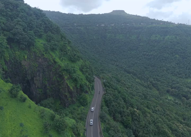 Aerial View of Ajinkyatara Fort and Lush Green Hills Satara Maharashtra India