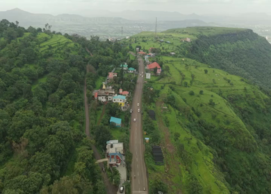 Aerial View of Ajinkyatara Fort and Lush Green Hills Satara Maharashtra India