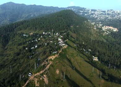 Aerial View of Almora Town and Himalayan Mountains Uttarakhand