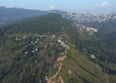 Aerial View of Almora Town and Himalayan Mountains Uttarakhand