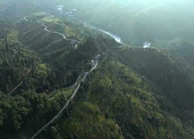 Aerial View of Almora Town and Himalayan Mountains Uttarakhand