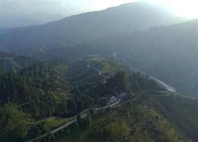 Aerial View of Almora Town and Himalayan Mountains Uttarakhand