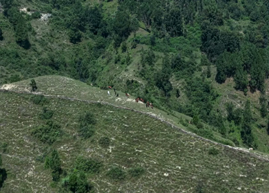 Aerial View of Almora Town and Himalayan Mountains Uttarakhand