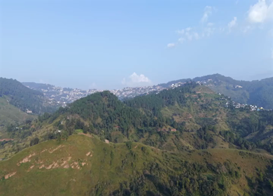 Aerial View of Almora Town and Himalayan Mountains Uttarakhand