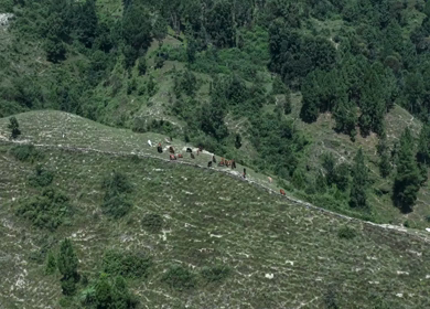 Aerial View of Almora Town and Himalayan Mountains Uttarakhand