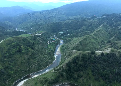Aerial View of Almora Town and Himalayan Mountains Uttarakhand