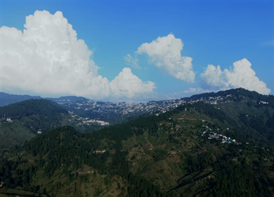 Aerial View of Almora Town and Himalayan Mountains Uttarakhand
