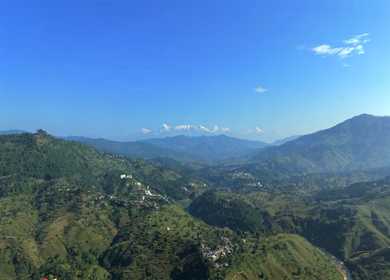 Aerial View of Almora Town and Himalayan Mountains Uttarakhand