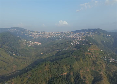 Aerial View of Almora Town and Himalayan Mountains Uttarakhand
