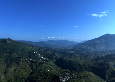 Aerial View of Almora Town and Himalayan Mountains Uttarakhand