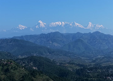 Aerial View of Almora Town and Himalayan Mountains Uttarakhand
