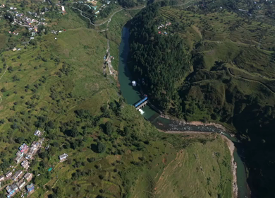 Aerial View of Almora Town and Himalayan Mountains Uttarakhand
