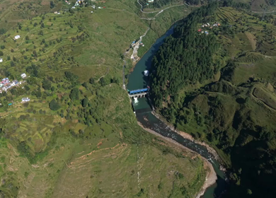 Aerial View of Almora Town and Himalayan Mountains Uttarakhand