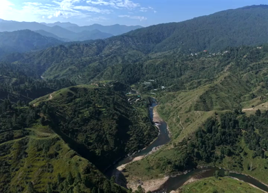 Aerial View of Almora Town and Himalayan Mountains Uttarakhand