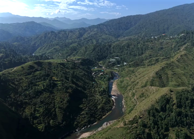 Aerial View of Almora Town and Himalayan Mountains Uttarakhand