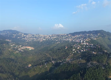Aerial View of Almora Town and Himalayan Mountains Uttarakhand
