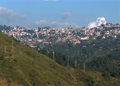 Aerial View of Almora Town and Himalayan Mountains Uttarakhand