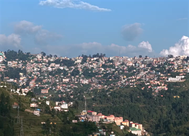 Aerial View of Almora Town and Himalayan Mountains Uttarakhand