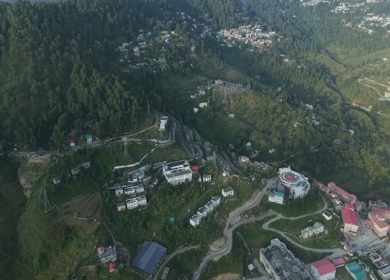 Aerial View of Almora Town and Himalayan Mountains Uttarakhand