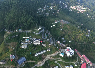 Aerial View of Almora Town and Himalayan Mountains Uttarakhand