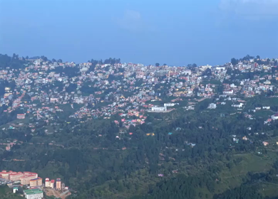Aerial View of Almora Town and Himalayan Mountains Uttarakhand