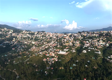Aerial View of Almora Town and Himalayan Mountains Uttarakhand
