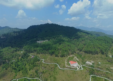Aerial View of Almora Town and Himalayan Mountains Uttarakhand