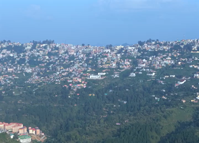 Aerial View of Almora Town and Himalayan Mountains Uttarakhand