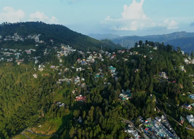 Aerial View of Almora Town and Himalayan Mountains Uttarakhand