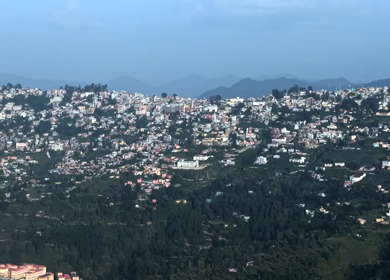 Aerial View of Almora Town and Himalayan Mountains Uttarakhand