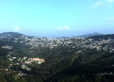 Aerial View of Almora Town and Himalayan Mountains Uttarakhand