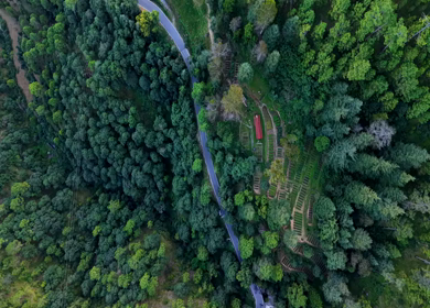 Aerial View of Almora Town and Himalayan Mountains Uttarakhand