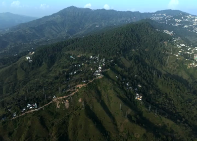 Aerial View of Almora Town and Himalayan Mountains Uttarakhand