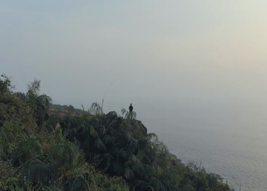 Aerial View of Apsarakonda Coastal Cliffs and Arabian Sea Karnataka