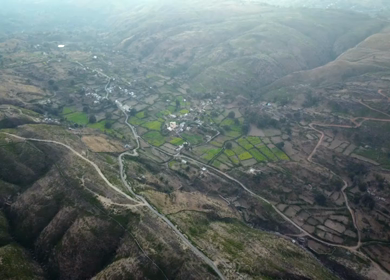 Aerial View of Aravalli Hills and Rugged Landscape Udaipur Rajasthan India