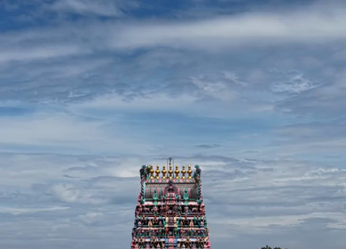 Aerial View of Ariyakkudi Thiruvengadamudaiyan Temple and Village Landscape Tamil Nadu
