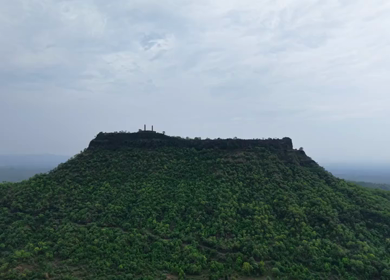 Aerial View of Asirgarh Fort and Historic Ruins on a Green Hilltop, Burhanpur, Madhya Pradesh