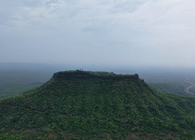 Aerial View of Asirgarh Fort and Historic Ruins on a Green Hilltop, Burhanpur, Madhya Pradesh