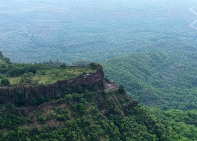 Aerial View of Asirgarh Fort and Historic Ruins on a Green Hilltop, Burhanpur, Madhya Pradesh