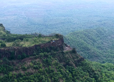 Aerial View of Asirgarh Fort and Historic Ruins on a Green Hilltop, Burhanpur, Madhya Pradesh