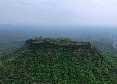 Aerial View of Asirgarh Fort and Historic Ruins on a Green Hilltop, Burhanpur, Madhya Pradesh