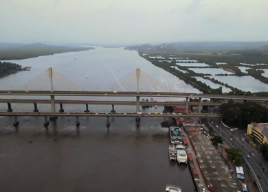 Aerial View of Atal Setu Bridge Over Mandovi River Goa India